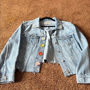 Denim Jacket with Floral hand sewn patches